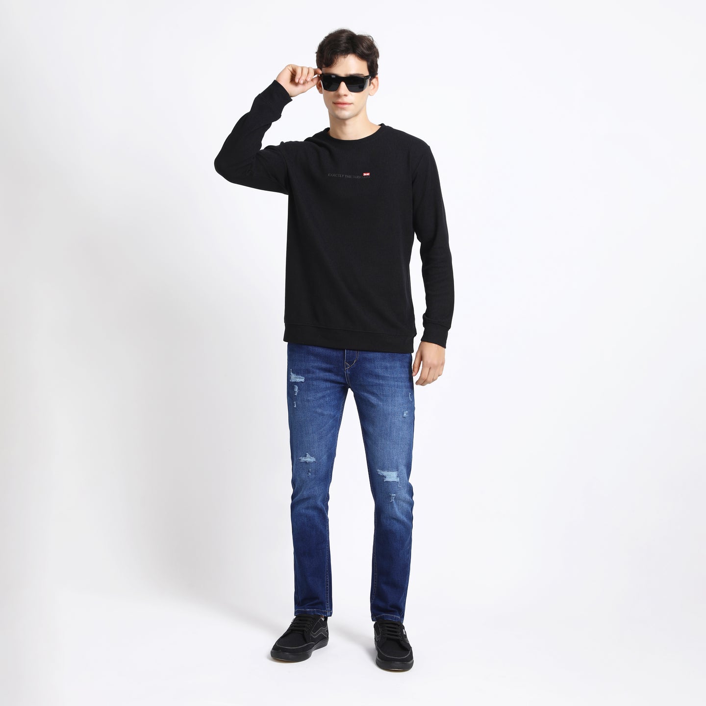 ANKLE DARK BLUE DISTRESSED JEANS FIT 4762-1